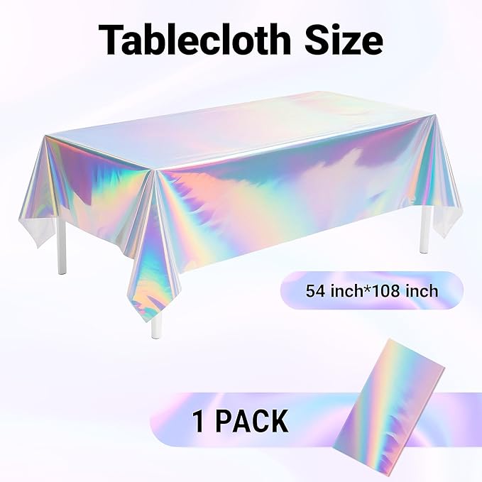 Iridescent Party Tablecloth, 54 x 108 Inches