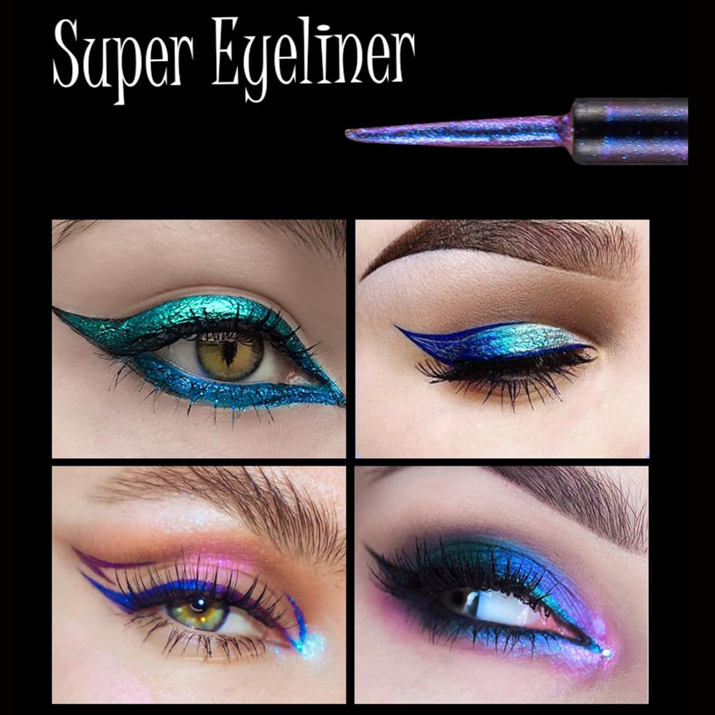 Corlo Glitter liquid eyeliner waterproof, Metallic Intense Color Shifting Colorful Eyeliner, Eyeliner Gel MultiColor Highly Pigmented Gift Kit for Women and Girls (06)