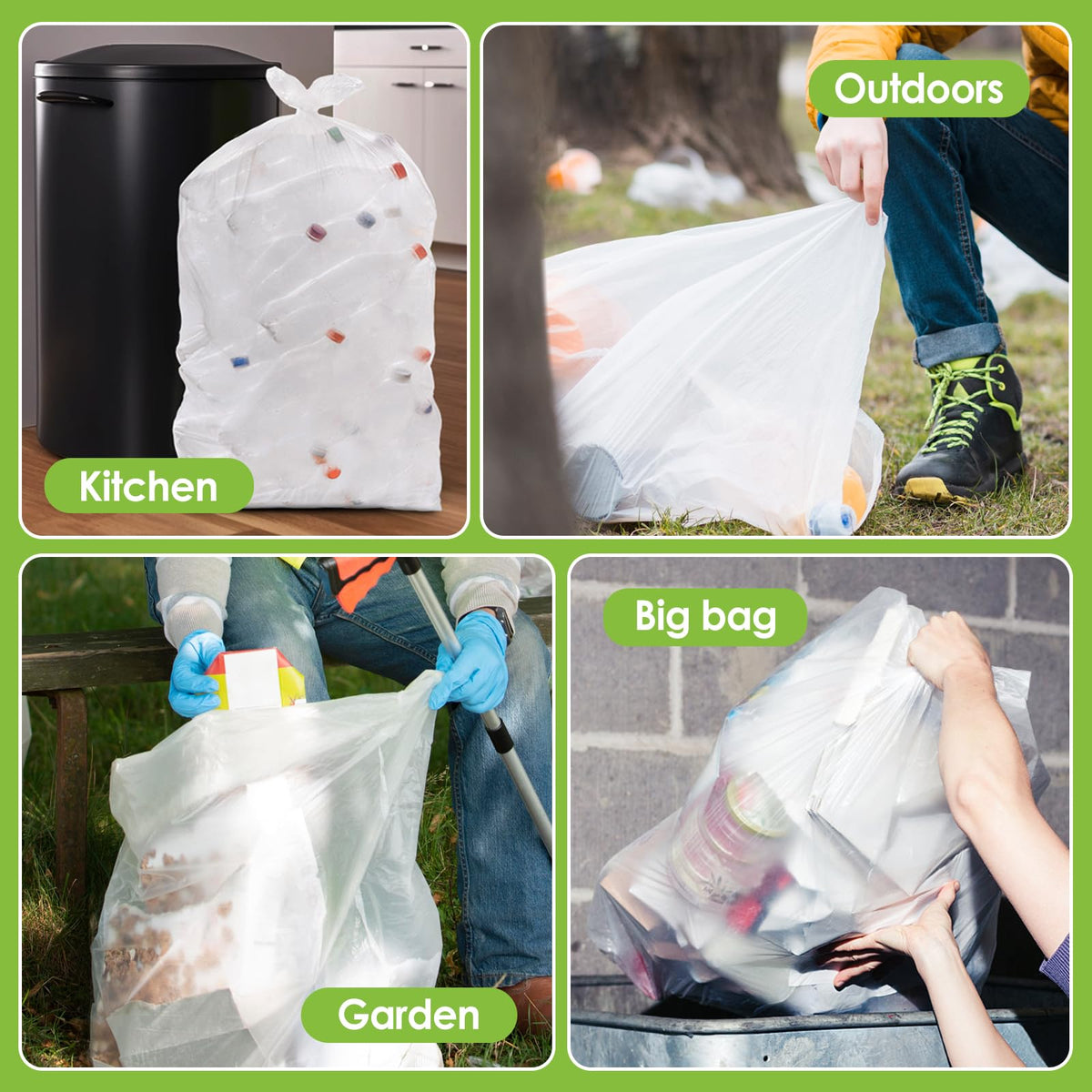 Large Clear Trash Bags 55 (75 Count)