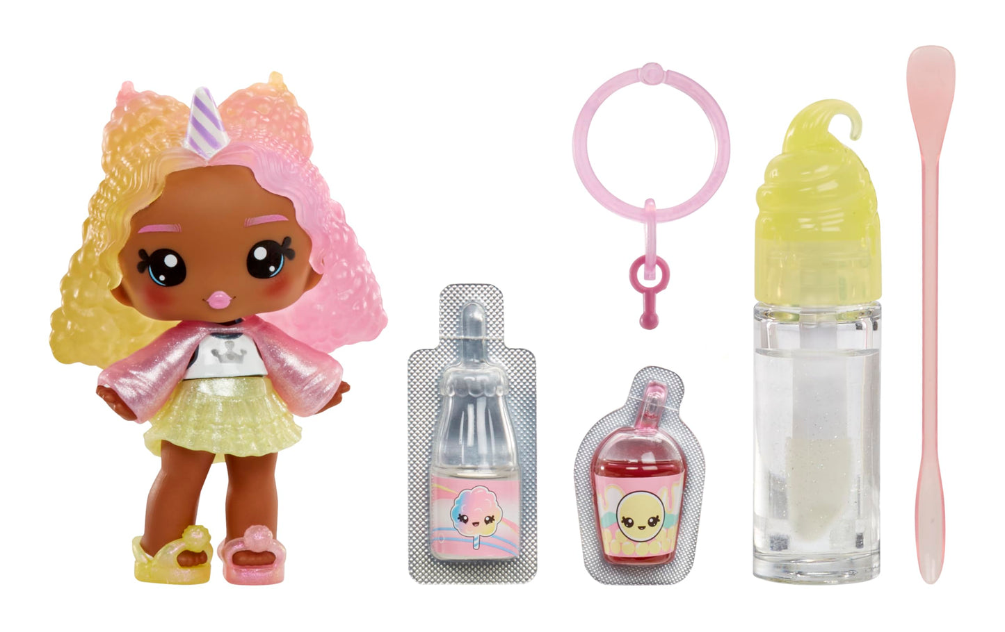 Yummiland Lip Gloss Doll – Nia Candy Fluff, with DIY Lip Gloss Kit, Ages 4+