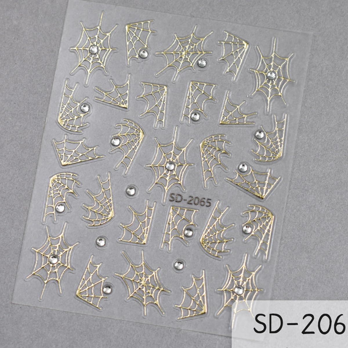 2 Sheets Halloween Nail Stickers for Nail Art 5D Embossed Self-Adhesive Spider Web Nail Art Stickers Black Silver Gold Glitter Spider Web with Diamond Nail Design Halloween Nail Decals for Women Nails