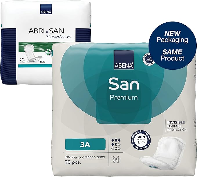 Abena San Premium Incontinence Pads, Light Absorbency, (Sizes 1 to 3A), Size 3A, (Pack of 14, 392 Count Total)