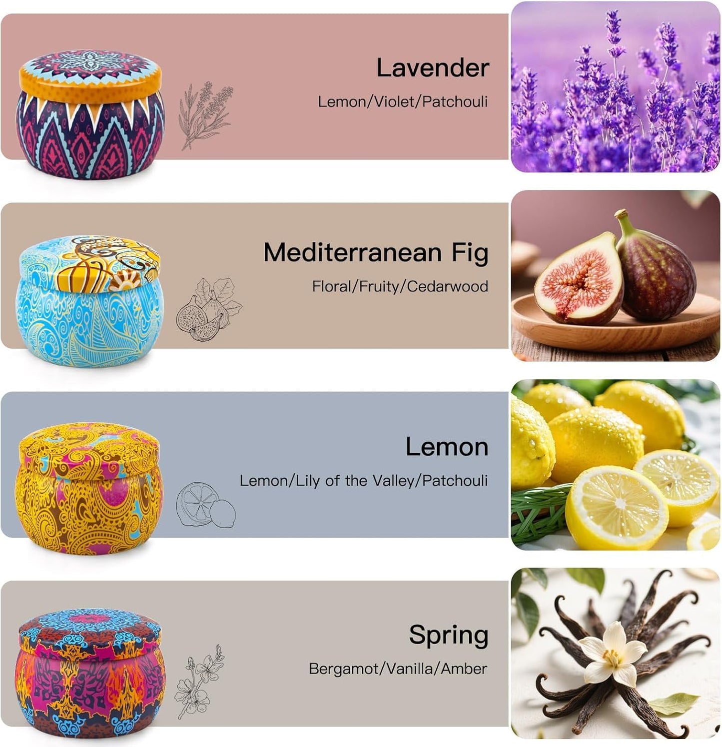 Candles Gift Set for Women, 4 Pack Scented Candles with 8% Essential Oils, 120H Long Lasting Aromatherapy Candles for Home Relaxation