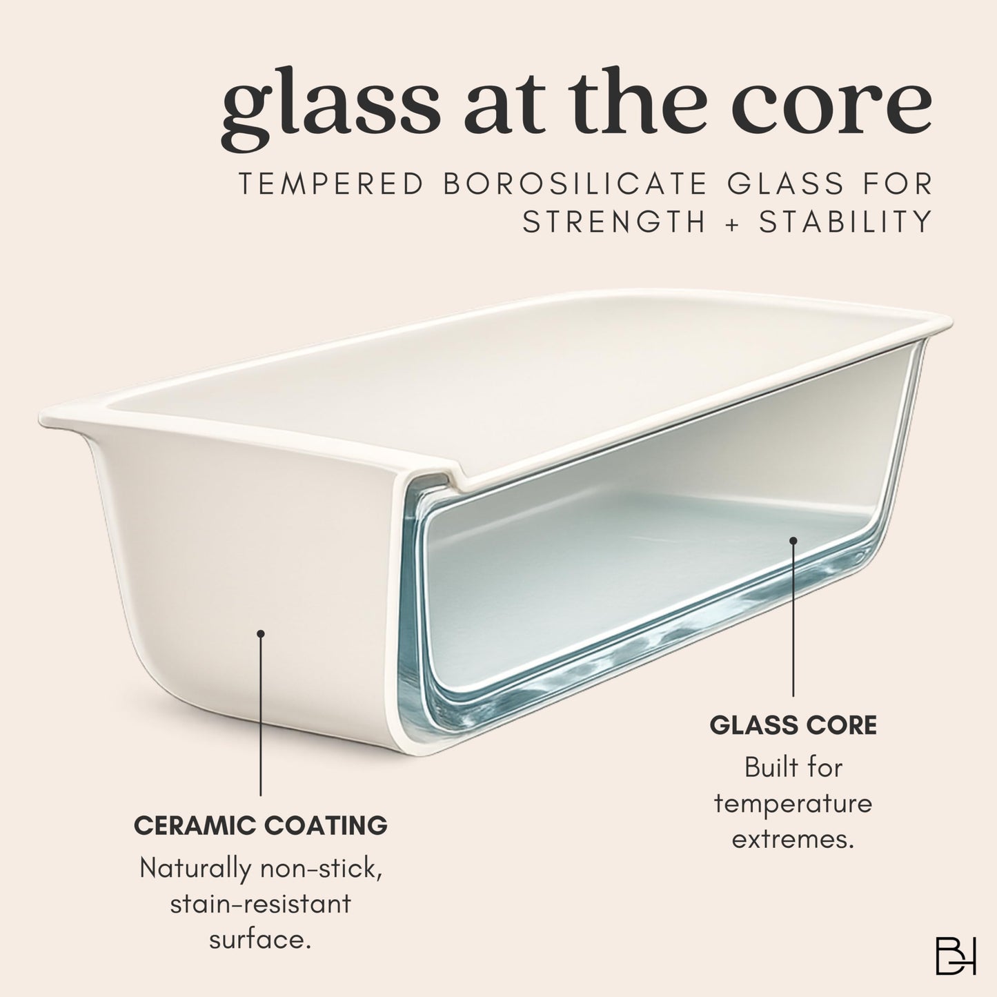BRIVARA HOME Non-Stick Ceramic Coated Glass 1 lb Loaf Pan | Naturally Slick Ceramic Coating | No PTFE, PFOA, PFAS, and BPA | Perfect for Cakes, Breads, & More [Onyx]
