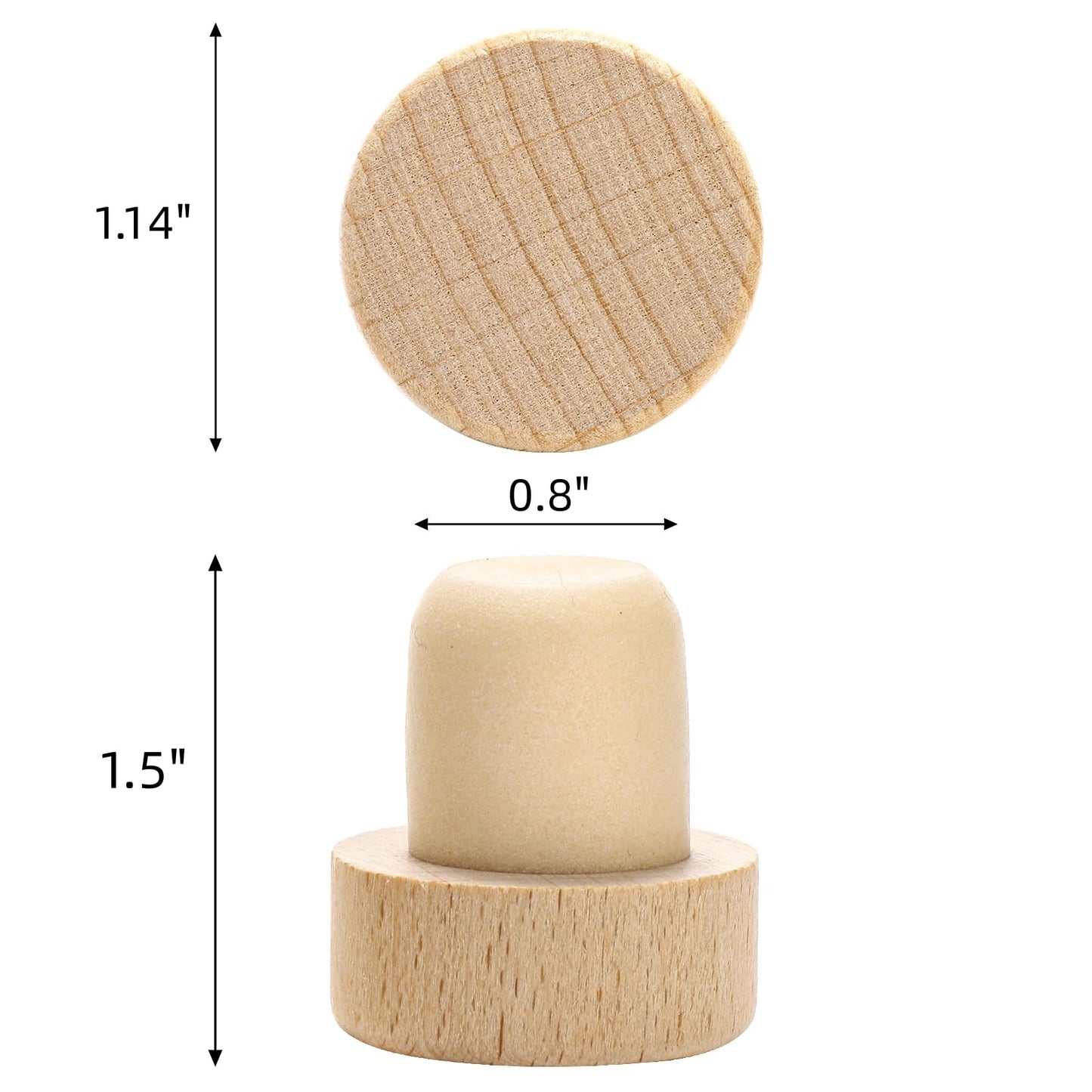 Eorbow 60 Pieces T-Shaped Wine Corks, Reusable Cork Plugs, Wooden and Rubber Wine Stoppers, Sealing Bottle Stoppers for Wine, Beer, DIY Craft