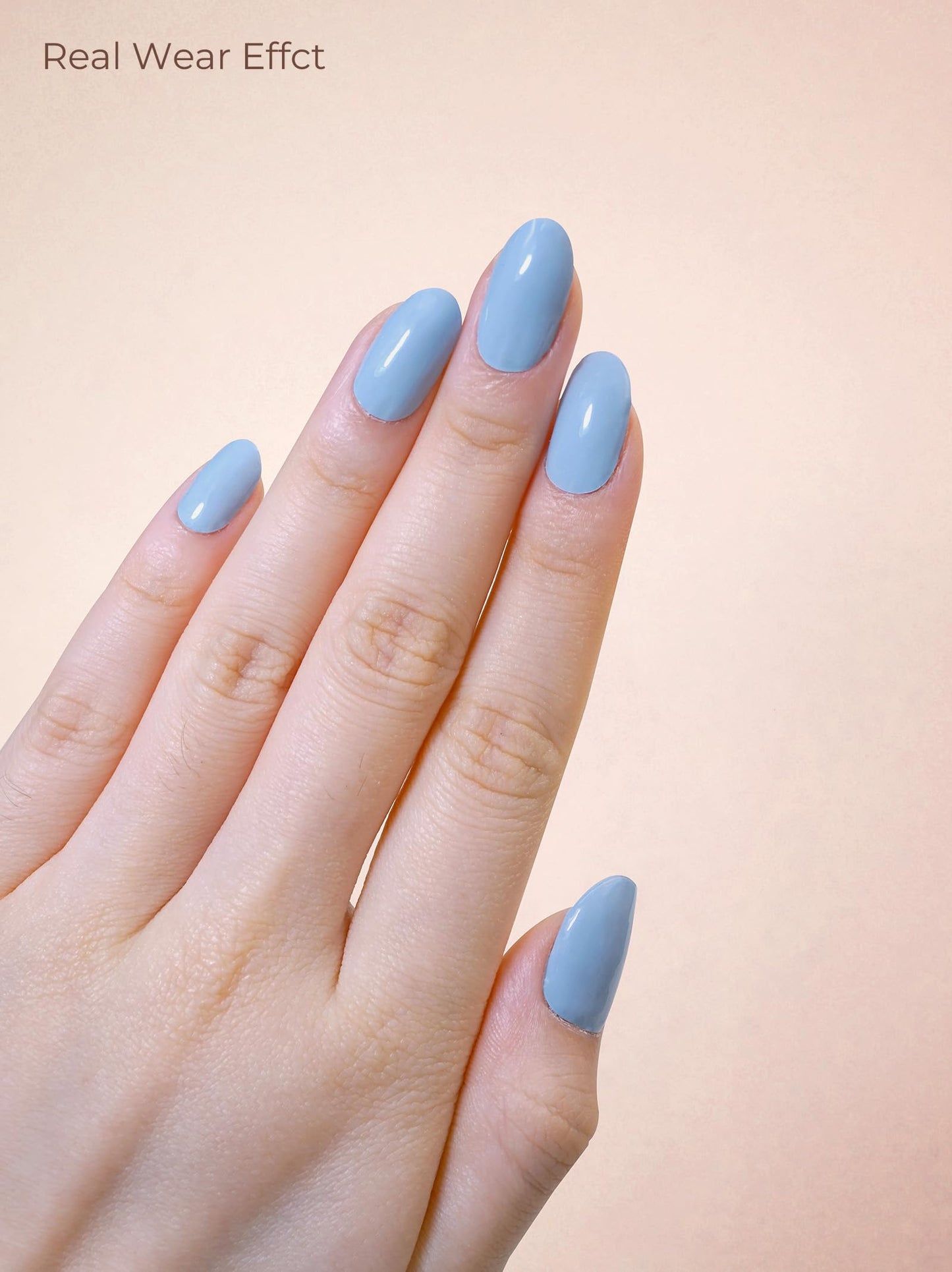Beaolata Real Gel Nail Strips (No UV Light Needed) - 44Pcs Salon Quality Nail Stickers - Long Lasting Polish Wraps for Women, Easy Apply & Remove (Lily Blue)