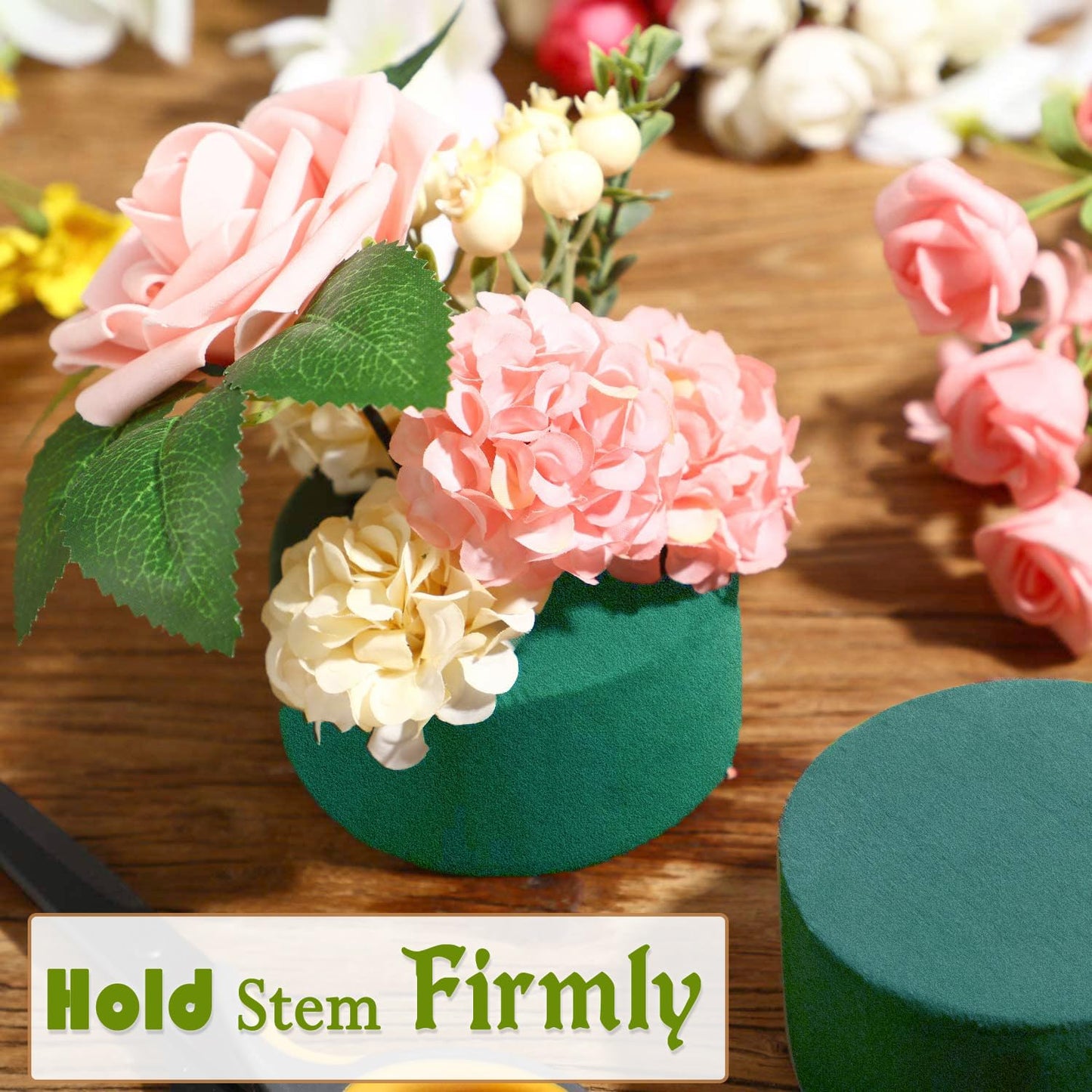 Large Floral Foam Round 6'' SUPKING Flower Foam 4Pcs Florist Foam Blocks Wet Dry Green Foam for Artificial and Fresh Flower Arrangement