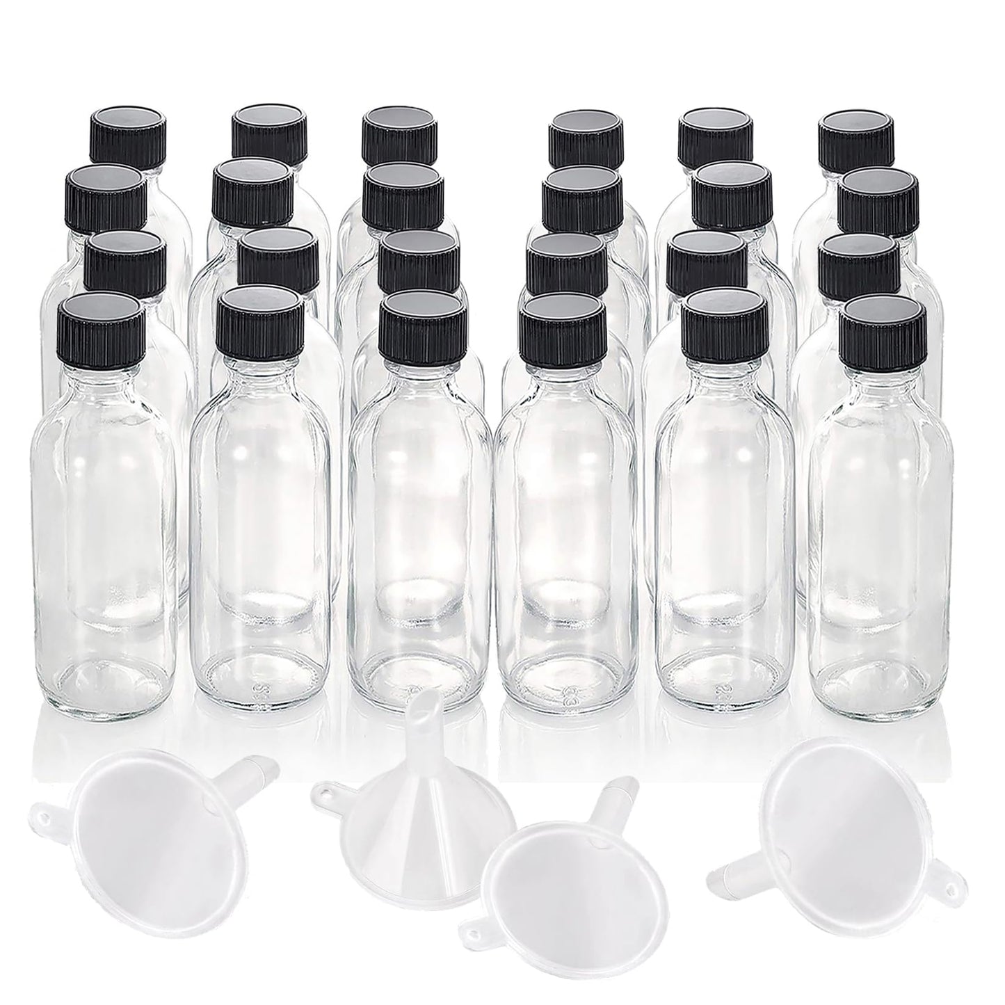 DIDITIME 24 Pack Glass Bottles With Caps, 2 oz Jars With Lids for Ginger Shots, Vanilla Extract, Juice, Oil, Wellness Shot, Hot Sauce - Mini Decorative Bottles