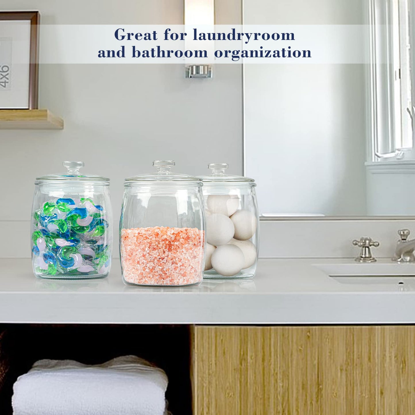 Ritayedet Half Gallon Glass Jars with Lid, Wide Mouth Cookie Jars Set of 2, Apothecary Jar for Candy, Glass Canisters for Kitchen Storage and Laundry Organization