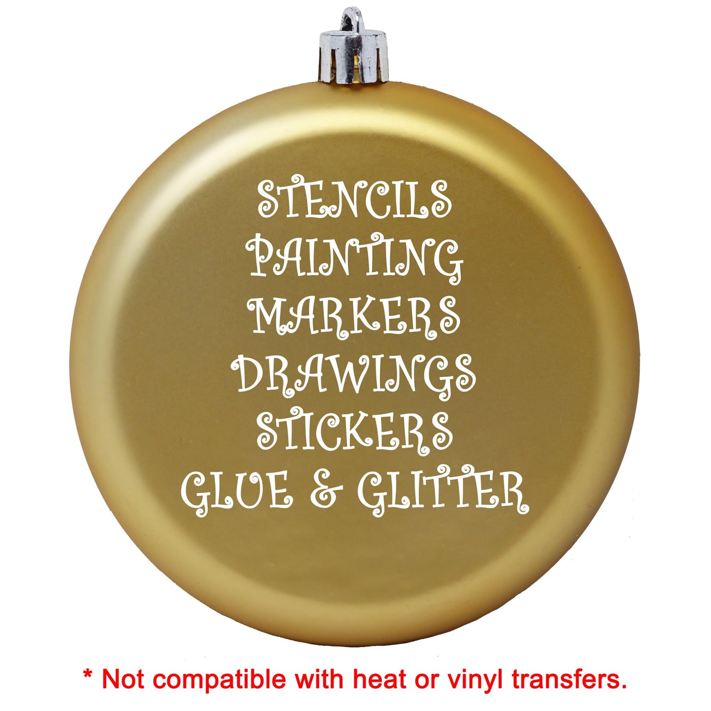 SLEETLY 4" 12pk Blank DIY Christmas Ornaments for Crafts to Personalize, Make Your Own Ornament for Kids and Adults, Drawing, Stickers, Plain Paintable Flat Disc to Decorate, Stencils, Matte Gold