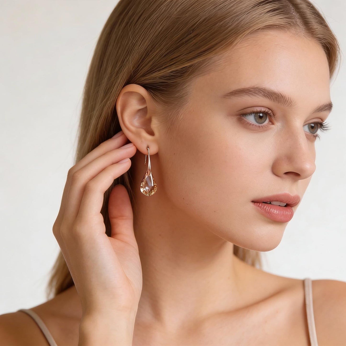 2Pcs Quartz Stone Earrings for Women Crystal Sparkling Dangle Earring Trendy Jewelry Birthday Gifts for Women