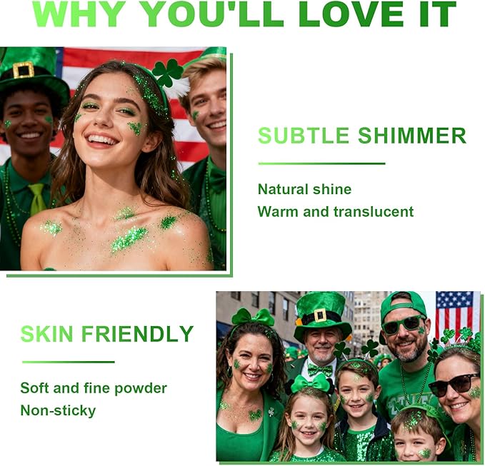 Highlighter Powder Spray, Longwear Glitter Spray for Body, Face, Hair, Shimmer Powder High Gloss Loose Powder Makeup Mist for Festive Party, Stage Shows, Nightclubs, Bar(Green)