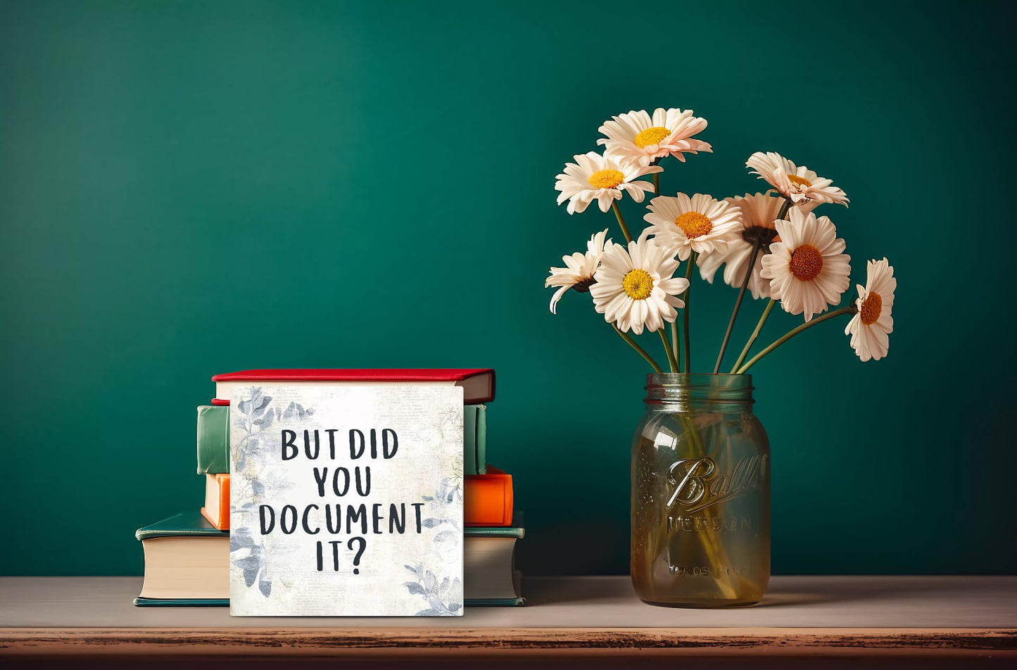 But Did You Document It Wood Box Signs Desk Decor, Rustic Farmhouse Square Decor Sign for Shelf, 5 x 5 Inch