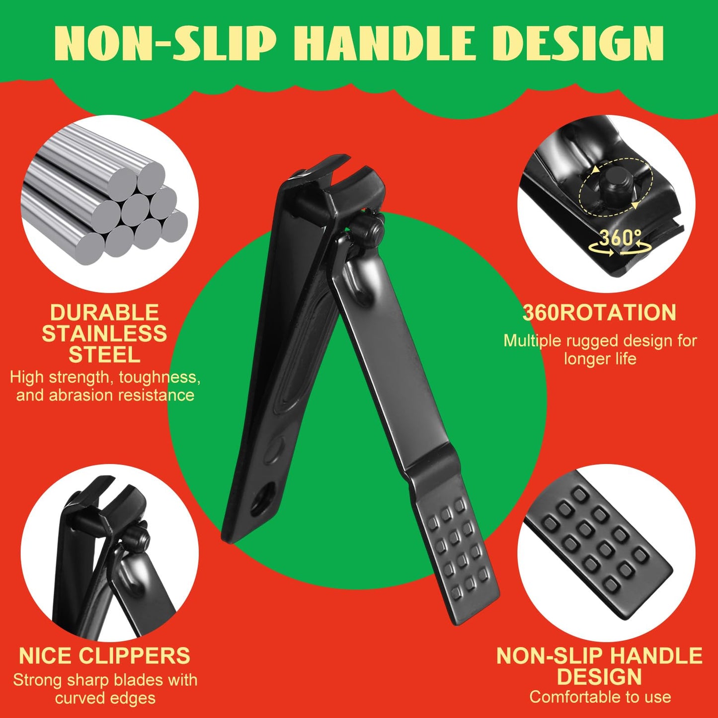 Honoson 3 Set Nail Clippers Set Professional Manicure and Pedicure Kit with Travel Case, Stocking Stuffers, Christmas Gift for Men and Women