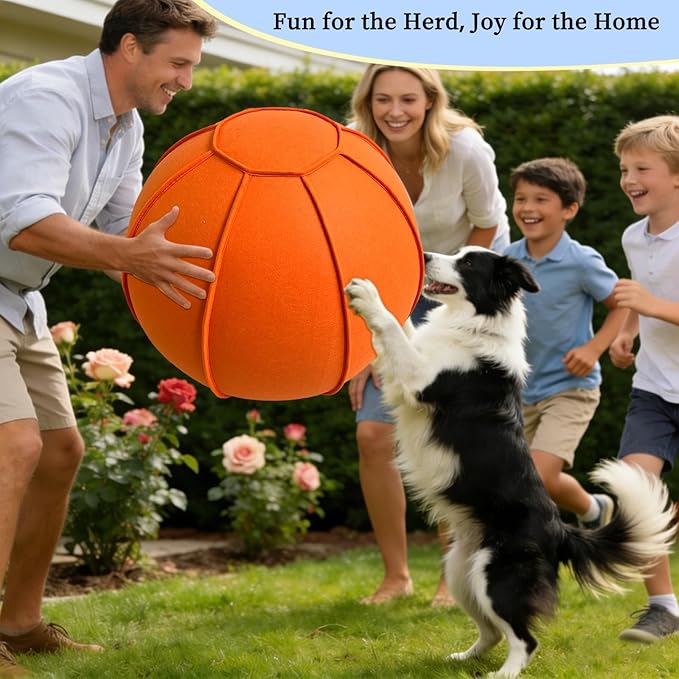 BabieDtOyG Herding Ball for Dogs, Dual Layered Herding Dog Ball Set for Australian Shepherd, Cattle, Collie, for Dog, Agility Equipment- Free Training Book (Orange, 24 inch)