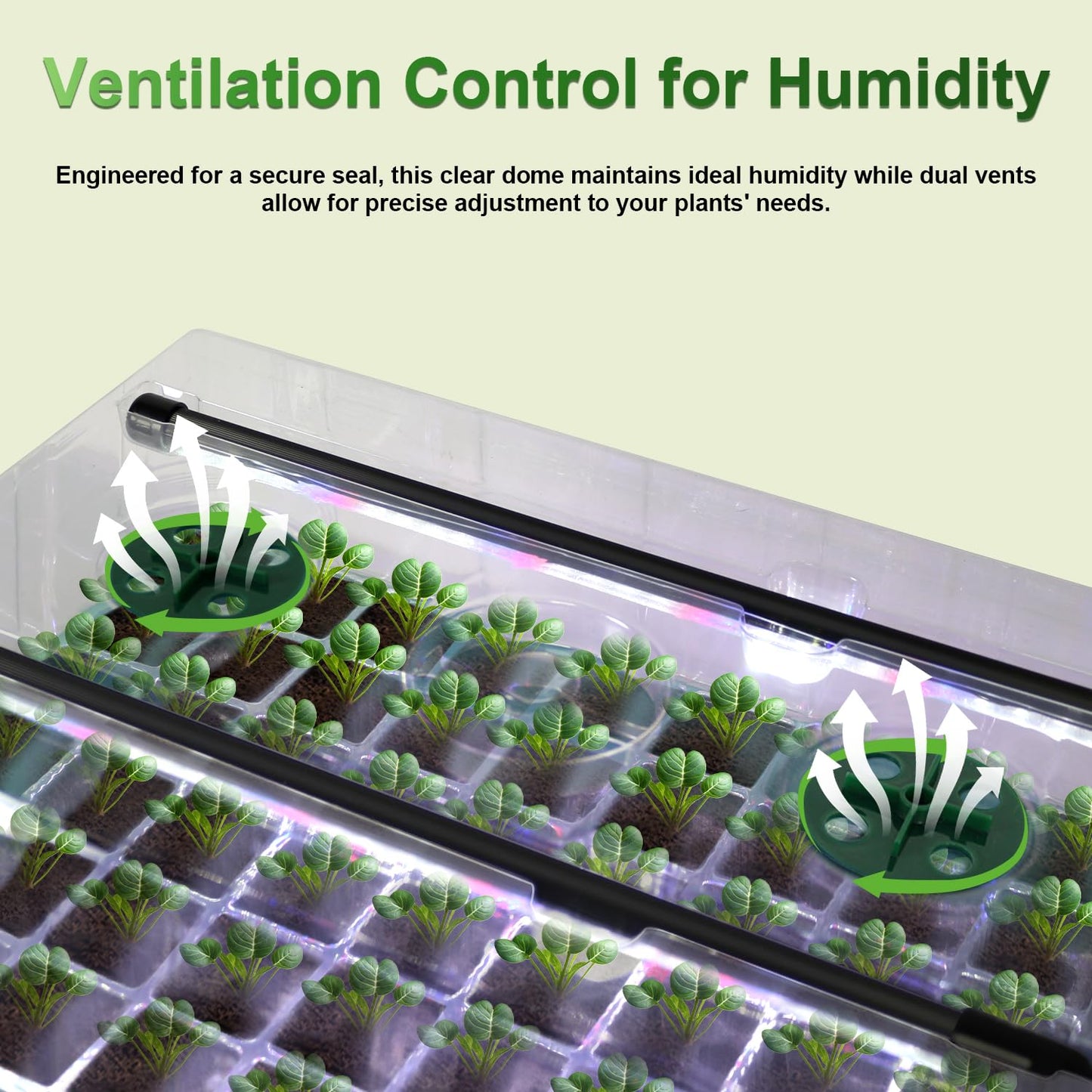 TONYFUL Seed Starter Tray with Grow Light, 60-Cell Seed Starter Kit with 4.07” Humidity Dome, Indoor Seedling Starter Tray, Seed Starting Tray for Plant Germination, Seeds Growing