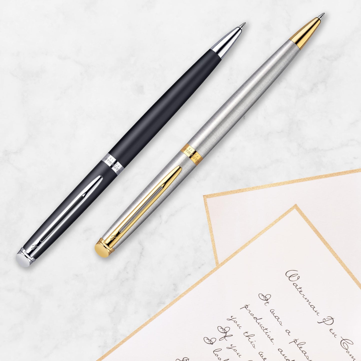 Waterman Hémisphère Ballpoint Pen | Gloss Black with 23k Gold Trim | Medium Point | Blue Ink | Gift Box