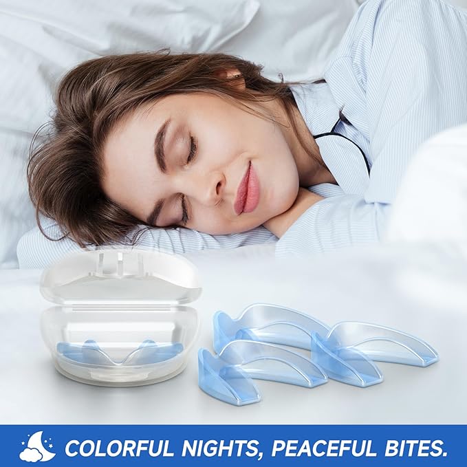 Blue Kids Mouth Guard for Clenching Grinding Teeth,4 Pack Comfortable Night Guard,Moldable Child Bite Guard for Clenching Teeth,Mouthguard for Kids