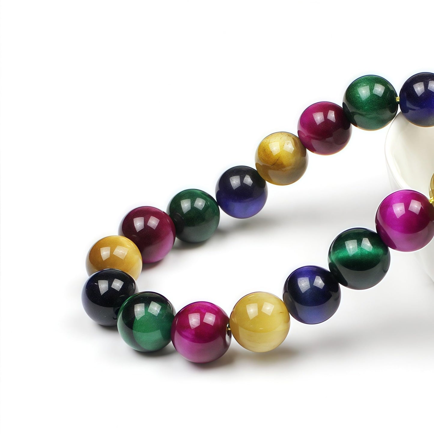 MJDCB Stone Beads 8mm 43pcs Round Mixed Color Tiger's Eye Loose Gemstone Bead Charms for Jewelry Making Bracelet Necklace Earring Pendant