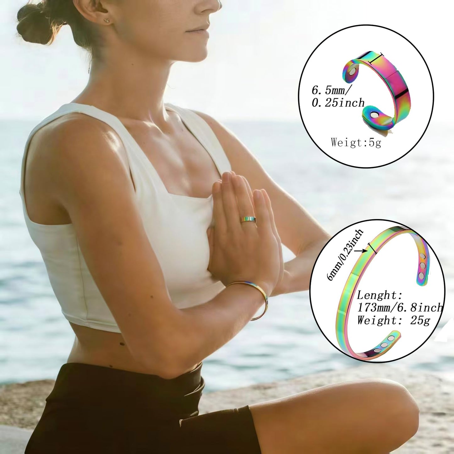 TiFluFlue Kalm Bracelet Ring Set for Women (Colorful)