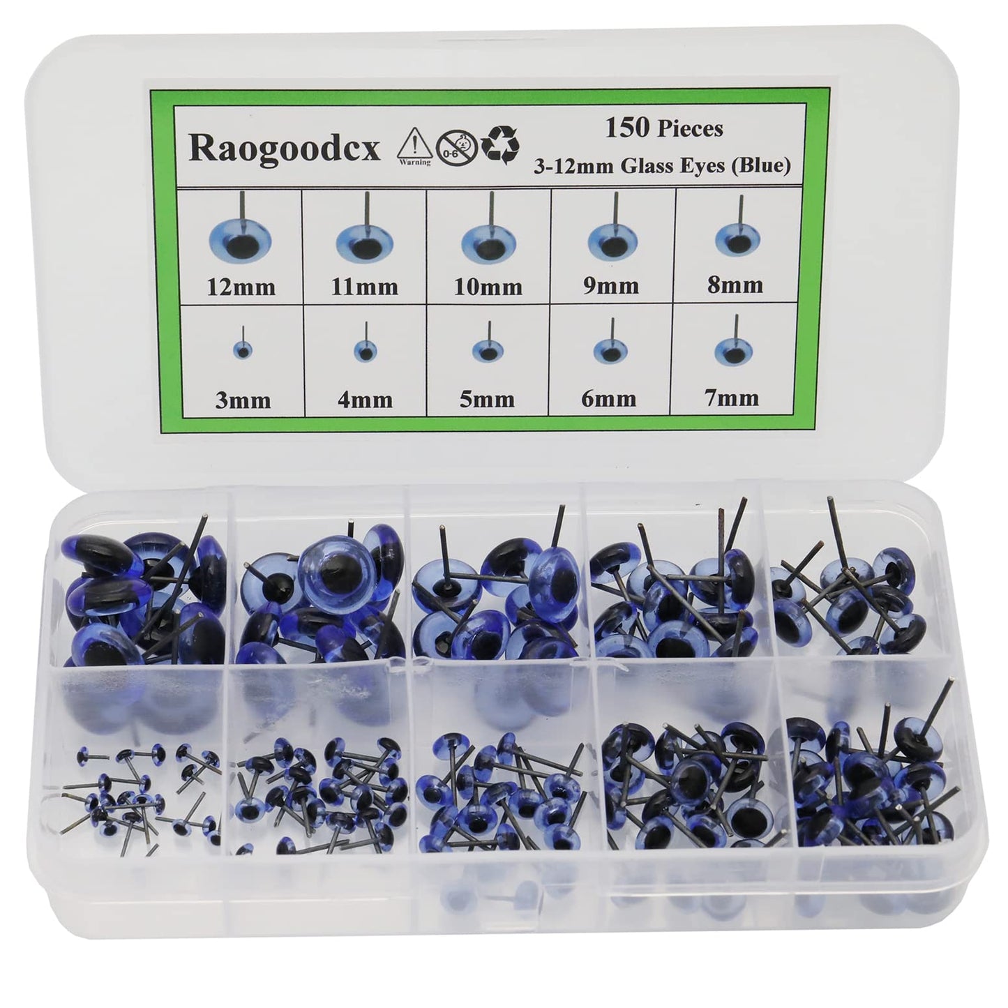 150Pcs Needle Felting Eyes mini Glass Blue Eyes Kits for Teddy Puppets Dolls Wool Felting Crafts