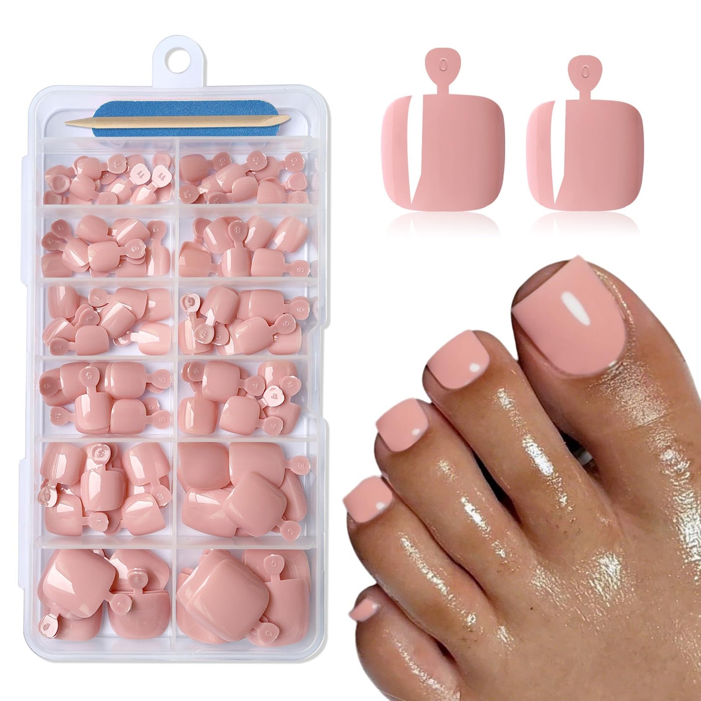 Lifextol 120PC Pink Press on Toenails for Women Fake Toe nail Press ons Acrylic Toe Press on Nails Set, Pink Press on Toe Nails Press on Fake Toenails Press ons Acrylic Toe Nail Tips Kit & Glue Tab-M