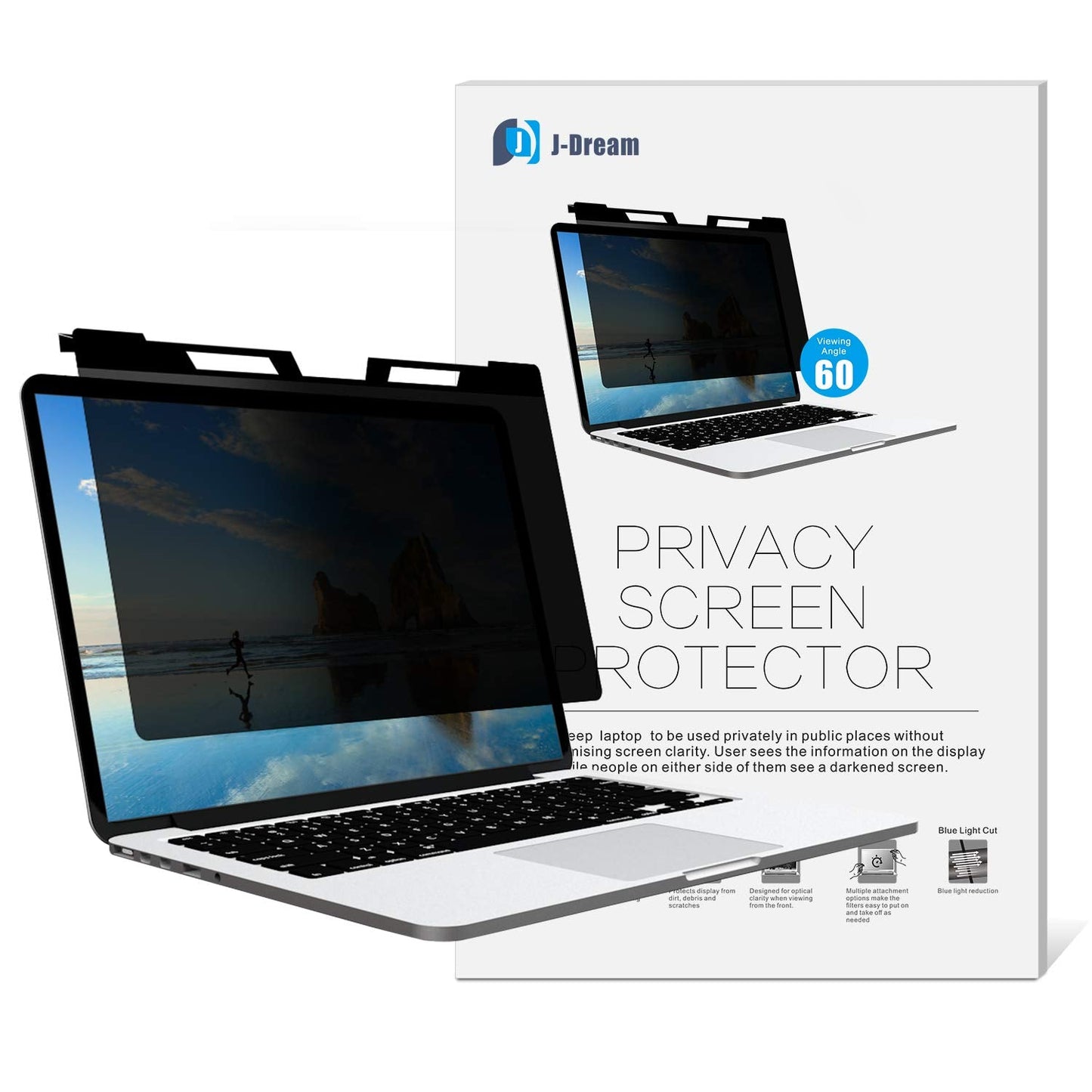 J J-Dream Hanging 15.6 Inch Laptop Privacy Screen Blue Light Screen Protector Anti Glare Anti-Scratch Laptop Privacy Screen Shield 15.6 Inch 16:9 Aspect Ratio