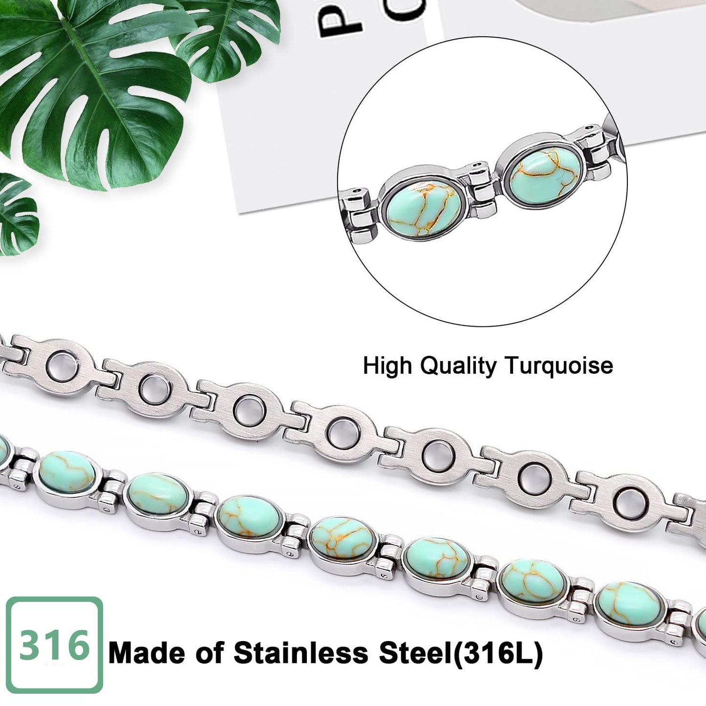 JEROOT Ultra Strength Magnetic Bracelet for Women | 3500-6000 Gauss Neodymium Magnets | Magnetic Therapy Jewelry with Adjustable Tool & Gift Packaging