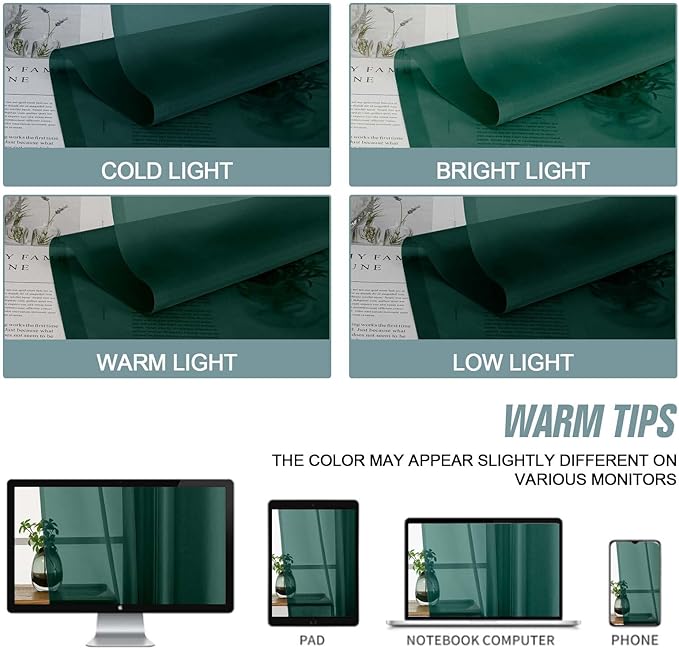 Green Window Sheer Curtains 45 Inches Length, Voile Short Curtains for Christmas, Modern Soft Window Drapes 2 Panels Set, Top Dual Rod Pocket, Hunter Green, 2x42Wx45L Inches