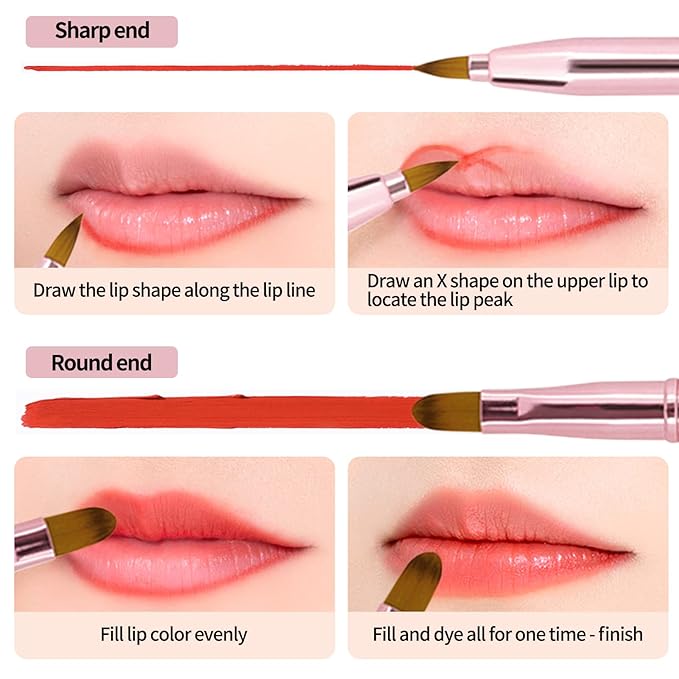 Unaone [2 Pack] Lip Brush for Lipstick, Retractable Lip Brushes, Dual-ended Makeup Brush for Lipstick Lip Gloss, Include Lid