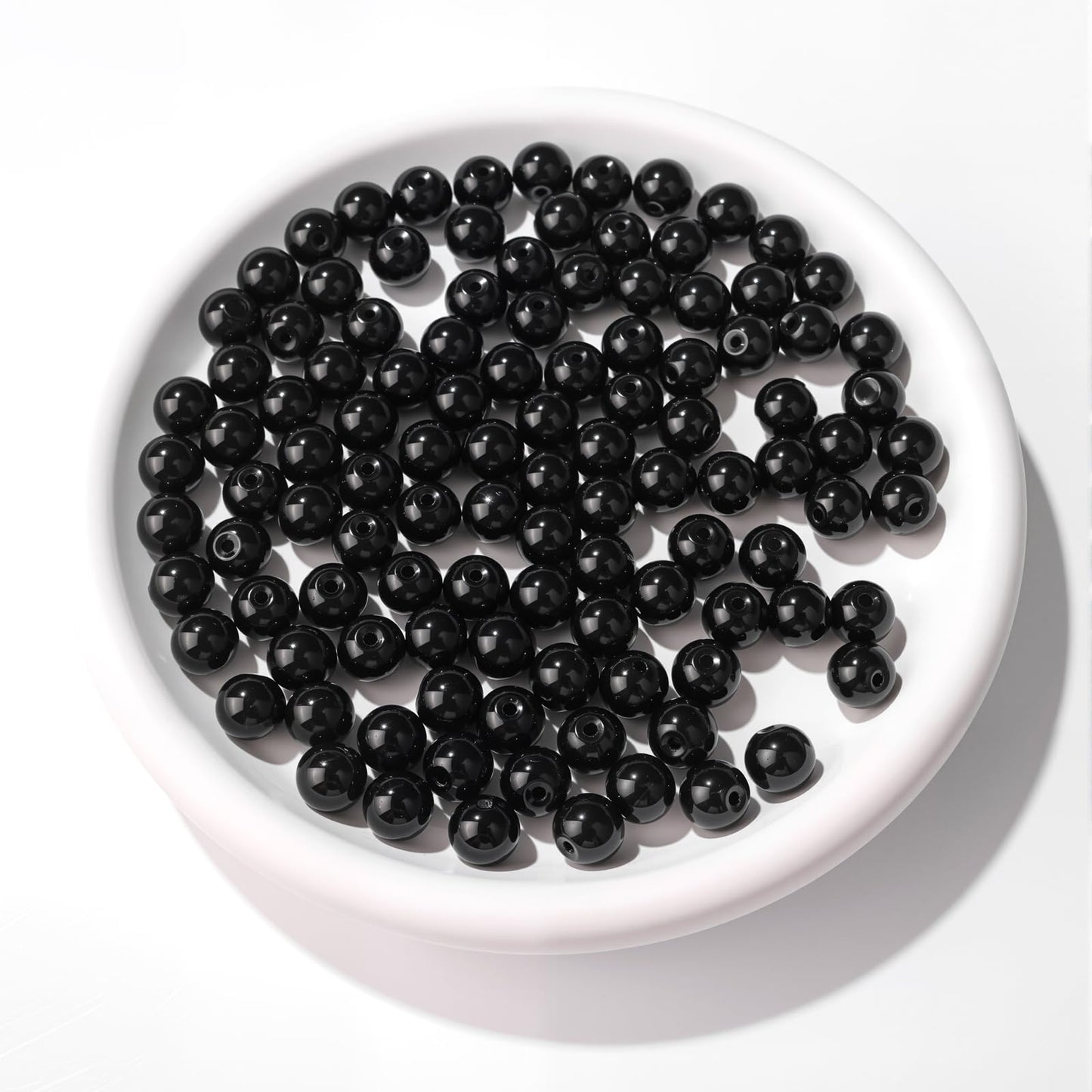 Raicegs 100pcs 8mm Black Tourmaline Beads Natural Gemstone Beads Round Loose Beads for Jewelry Making DIY Bracelets Necklace