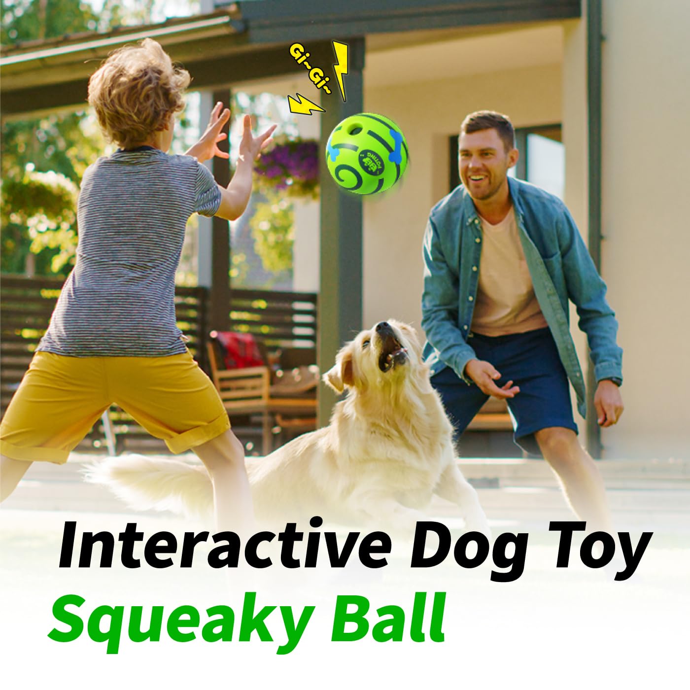 POTING Giggle Ball for Dogs 2 Pack, Glowing Interactive Dog Toys Balls, Rolling Squeaky Toy for Large Medium Small Dogs, Fun Giggle Sounds Attract Attention When Rolled or Shaken - 3.94 inch