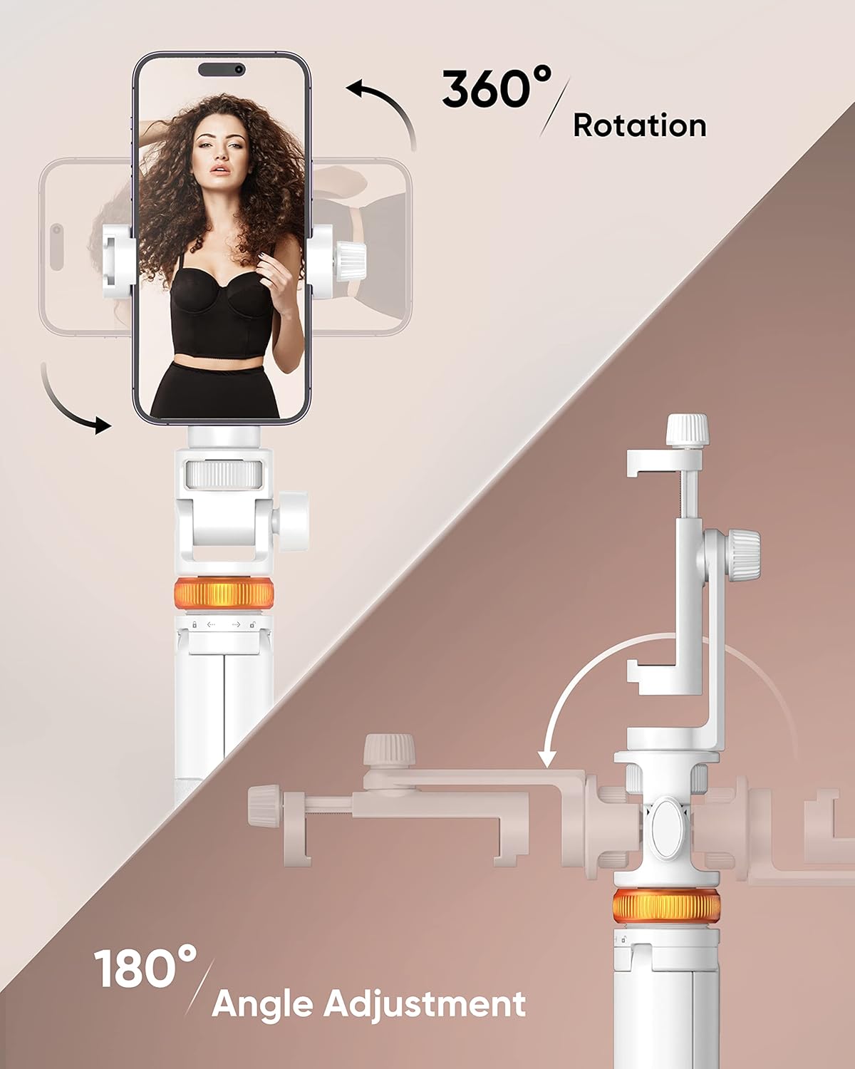 EUCOS 62" Tripod for iPhone, Sturdy Selfie Stick Tripod with Remote & Lightweight Phone Stand, Solidest Portable Cell Phone Tripod, Compatible iPhone Pro Max/Android [White]