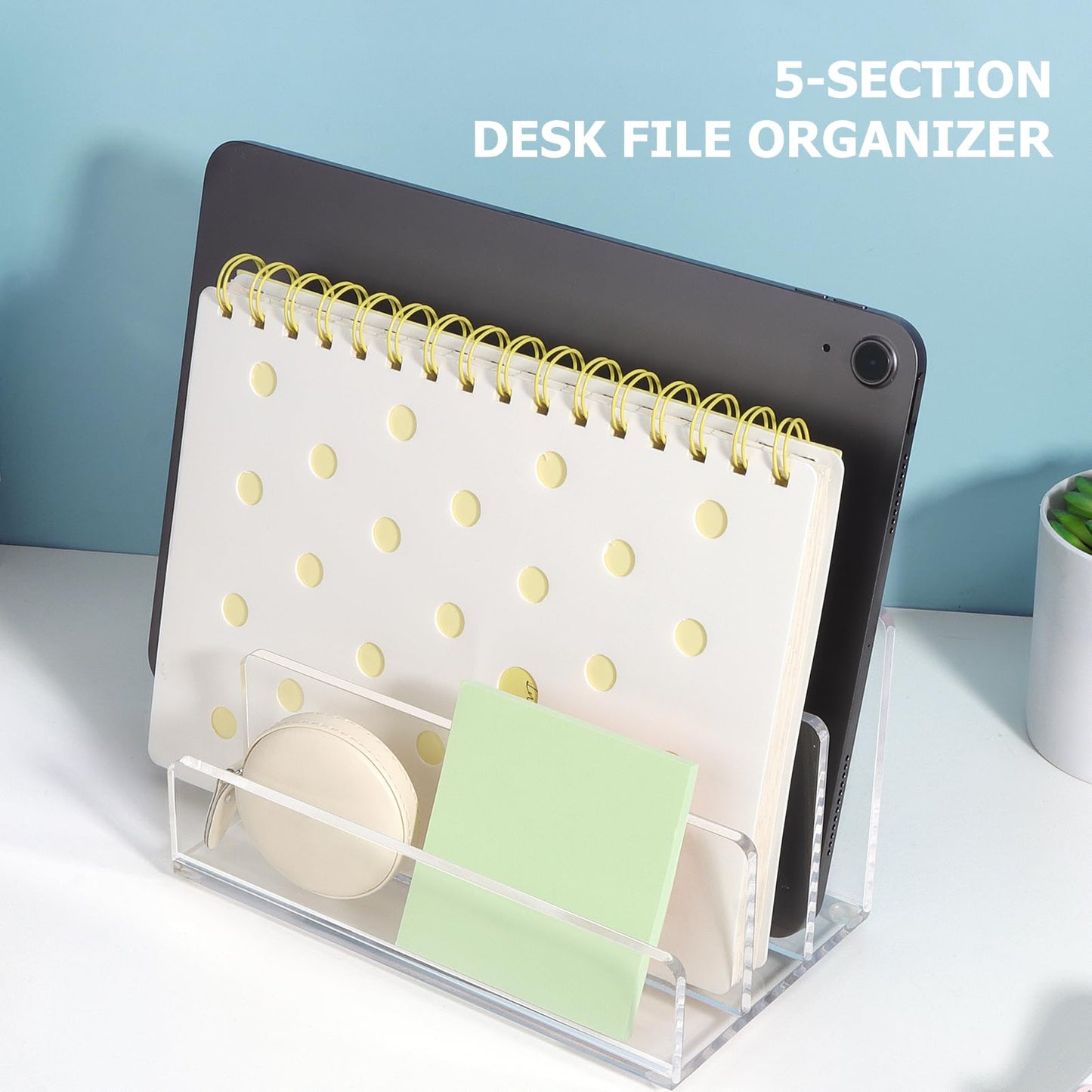 GerayMer Acrylic File Organizer for Desk, 3 Sections Mail Sorter Organizer Holder, Acrylic Desk Organizer for Document, Letter, Notebook