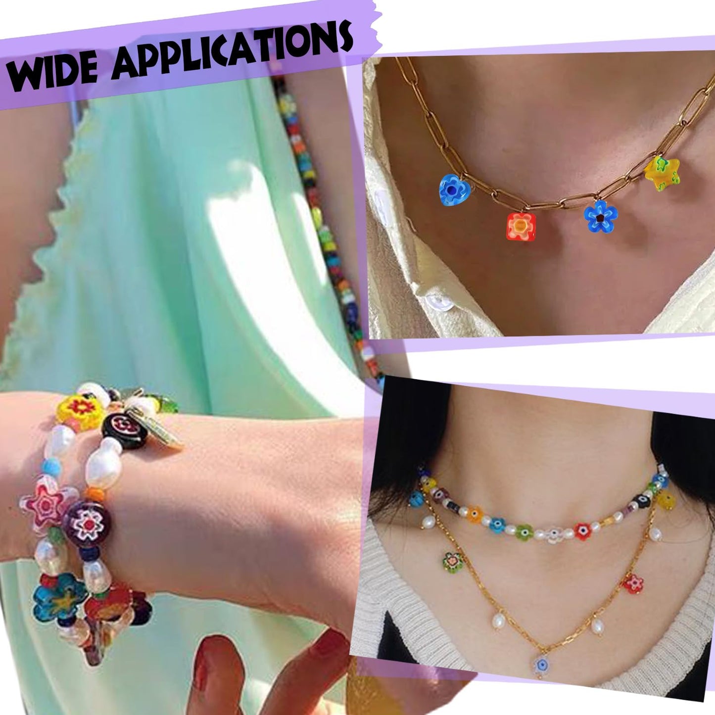 TOAOB 180pcs Assorted Lampwork Beads 8mm Glass Loose Spacer Beads for DIY Crafts Jewelry Making Bracelets Necklaces