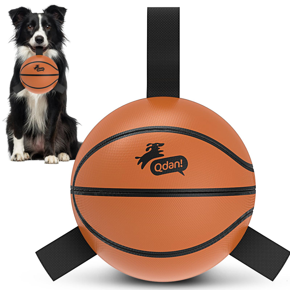 QDAN Dog Toys Balls with Bell Inside, Squeaky Dog Balls for Tug of War, Puppy Birthday Gifts, Dog Water Toys, Ball for Small Dogs(Black Green, 5 inch)