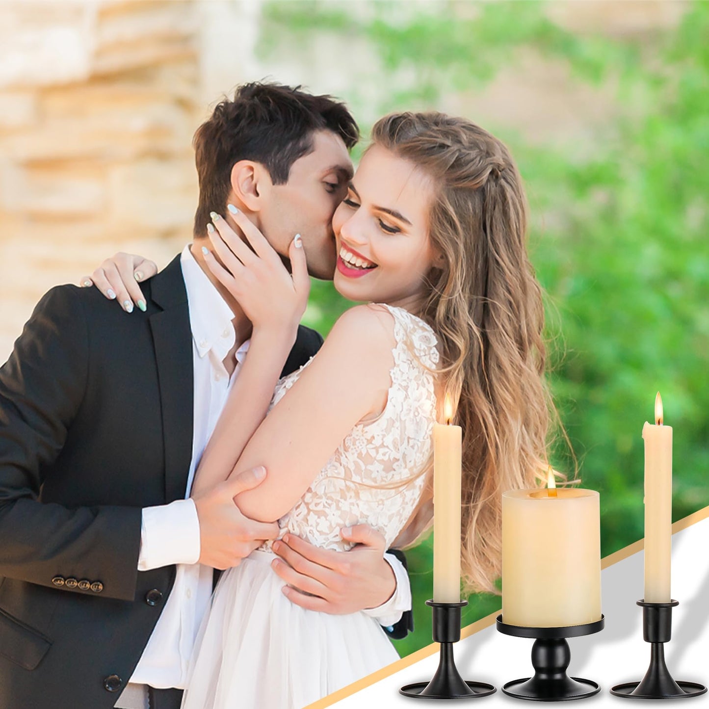 Unity Candle Holder - Black Unity Candle Holders for Weddings, Metal Black Unity Candlestick Holder Set of 3, Decorative Unity Candle Stand for Wedding Ceremony Table Centerpiece Decoration Gift