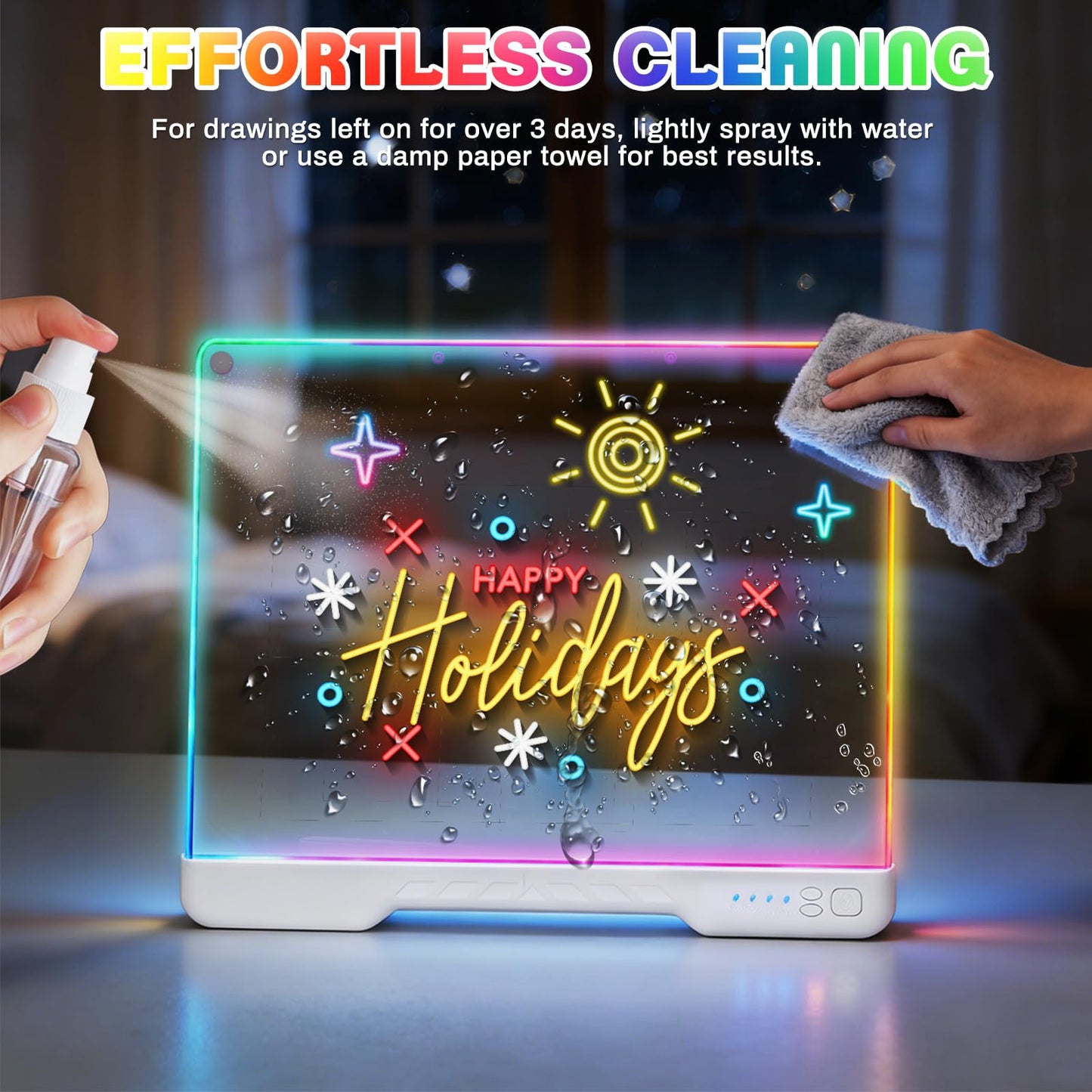 ZUCYDY 16-Inch LED Drawing Board for Kids, Rechargeable Doodle Glow Board with 7 Light Modes & Built-in Stand, Dry Erase Note Board, Great Art Gift for Boys and Girls