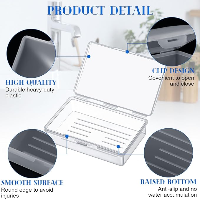 24 Pcs Travel Soap Container Portable Plastic Soap Boxes Bulk with Lid Homeless Donations Bulk Gym Shower Tour Groups Hotel Outdoor Camping (White)
