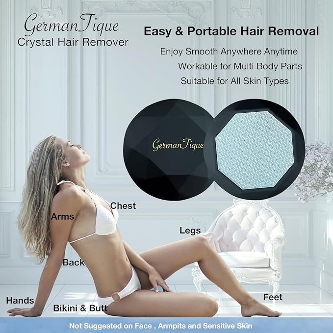 Crystal Hair Eraser,Upgraded Crystal Hair Remover Diamond,Painless and Effective Nano Glass Hair Removal Stone and Skin Exfoliation,Natural Epilator for Women and Men(Black)