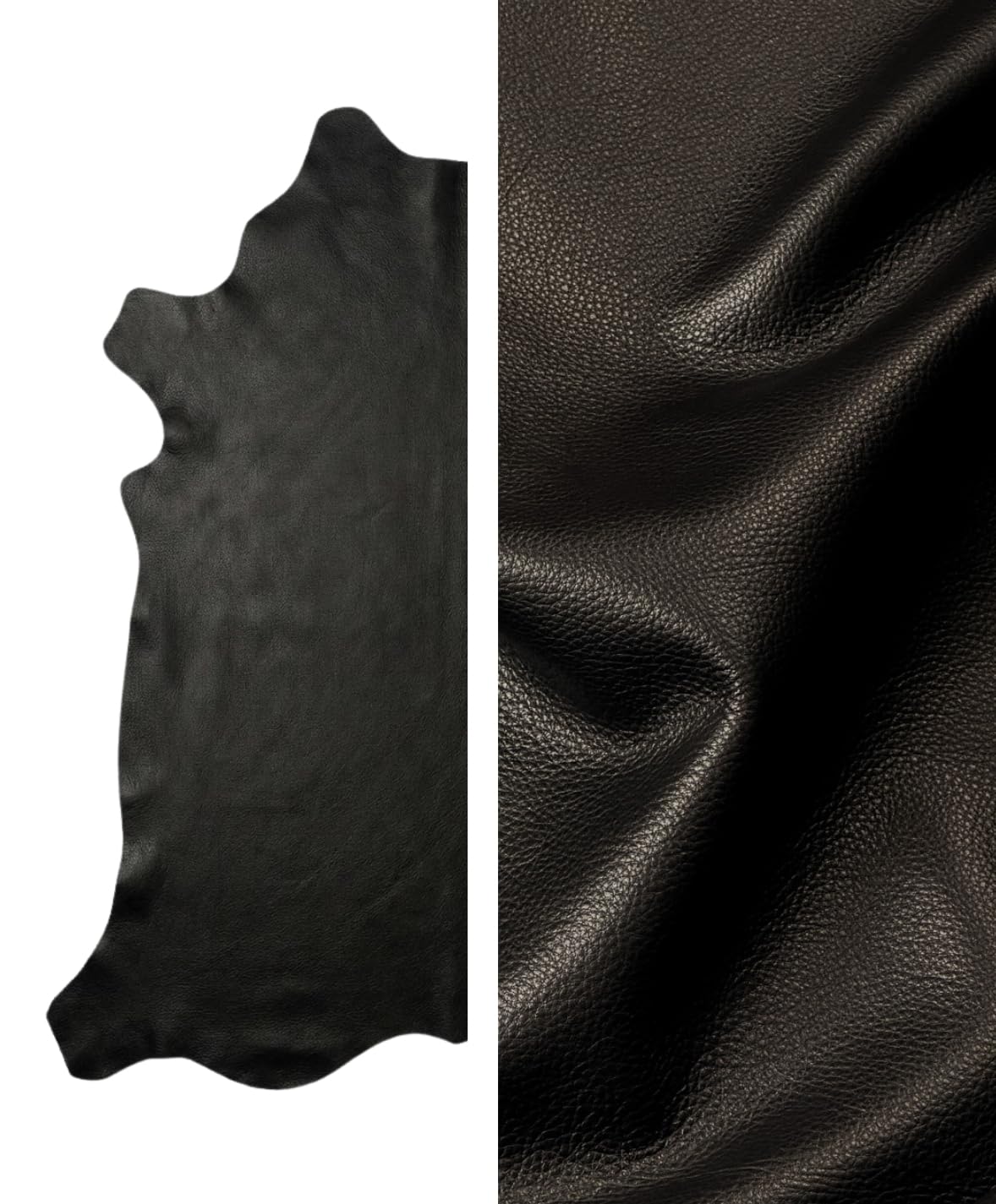 Premium Genuine Leather Natural Grain Cowhide Hides – High-Quality Leather Skins for Upholstery, Crafting, Tooling, Sewing, and DIY Leather Projects (Black, 20 Square Feet (Full Side))