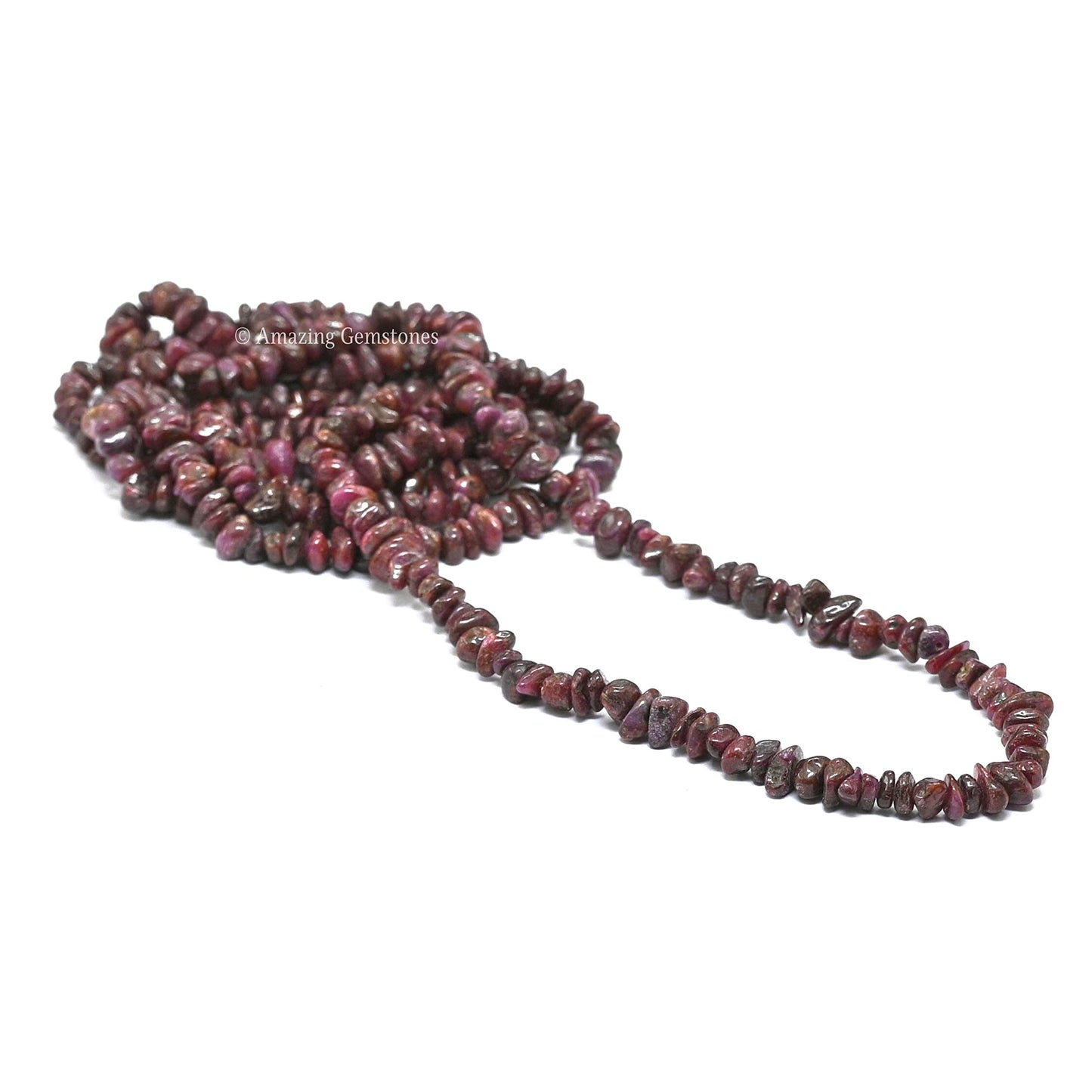 Ruby Pre Drilled Natural Crystals Crushed Chips Beads for Jewelry Making, DIY Handmade Healing Crystals (25 Inch Strand)