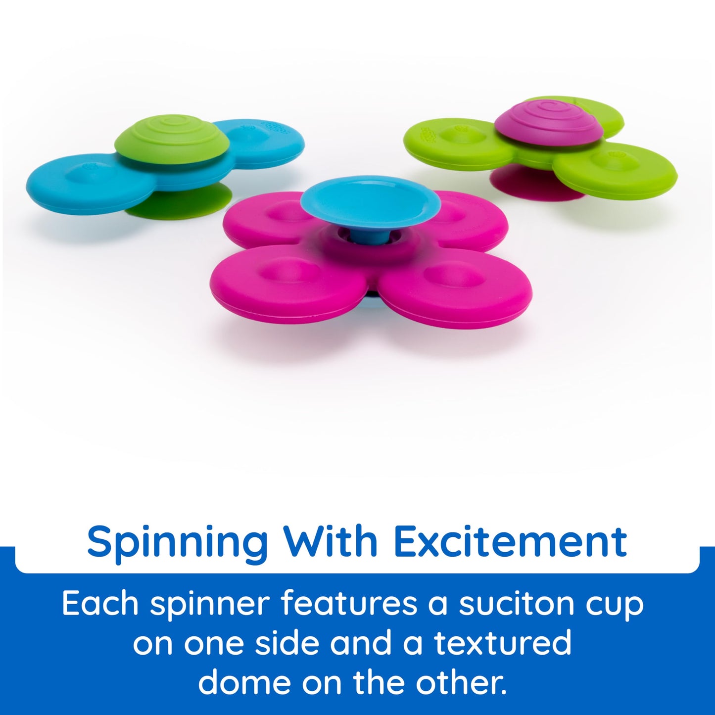 Fat Brain Toys Whirly Squigz, Silicone Spinners and Suction Toys for Kids 10 Months and Up