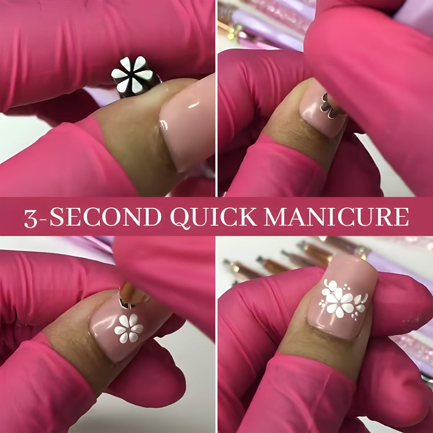Flower Nail Art Stamp Set - 10pcs, Precision Stamp Pen, Dotting Tool, Foil, Designs for Women