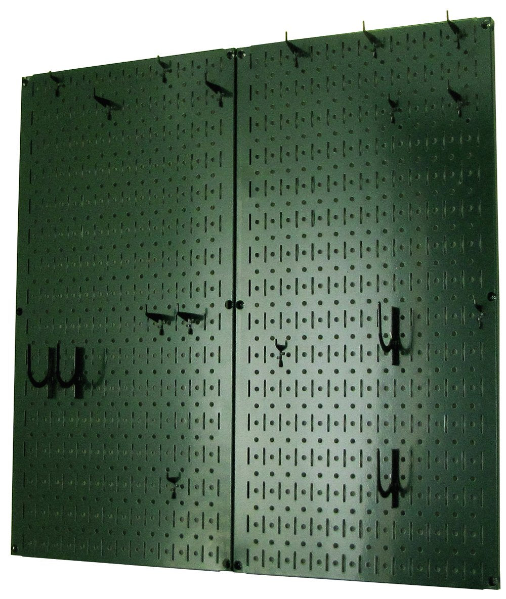 Wall Control Kitchen Pegboard Organizer Pots and Pans Storage Rack Organization Kit with Green Pegboard and Black Accessories