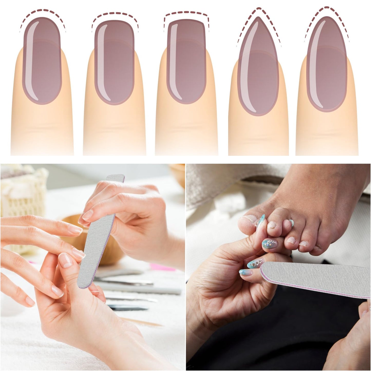 BTYMS 50 Count 100/180 Grit Nail Files for Acrylic Nails, Double Sided Emery Boards Reusable Nail Buffing Files