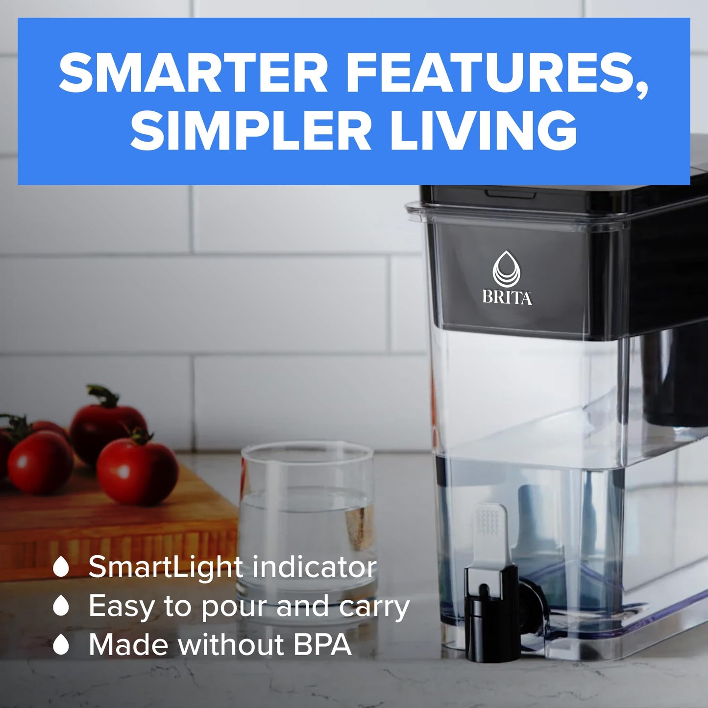 Brita UltraMax Large Water Dispenser with 1 BritaPlus Filter, 27 Cup, White (Package May Vary)