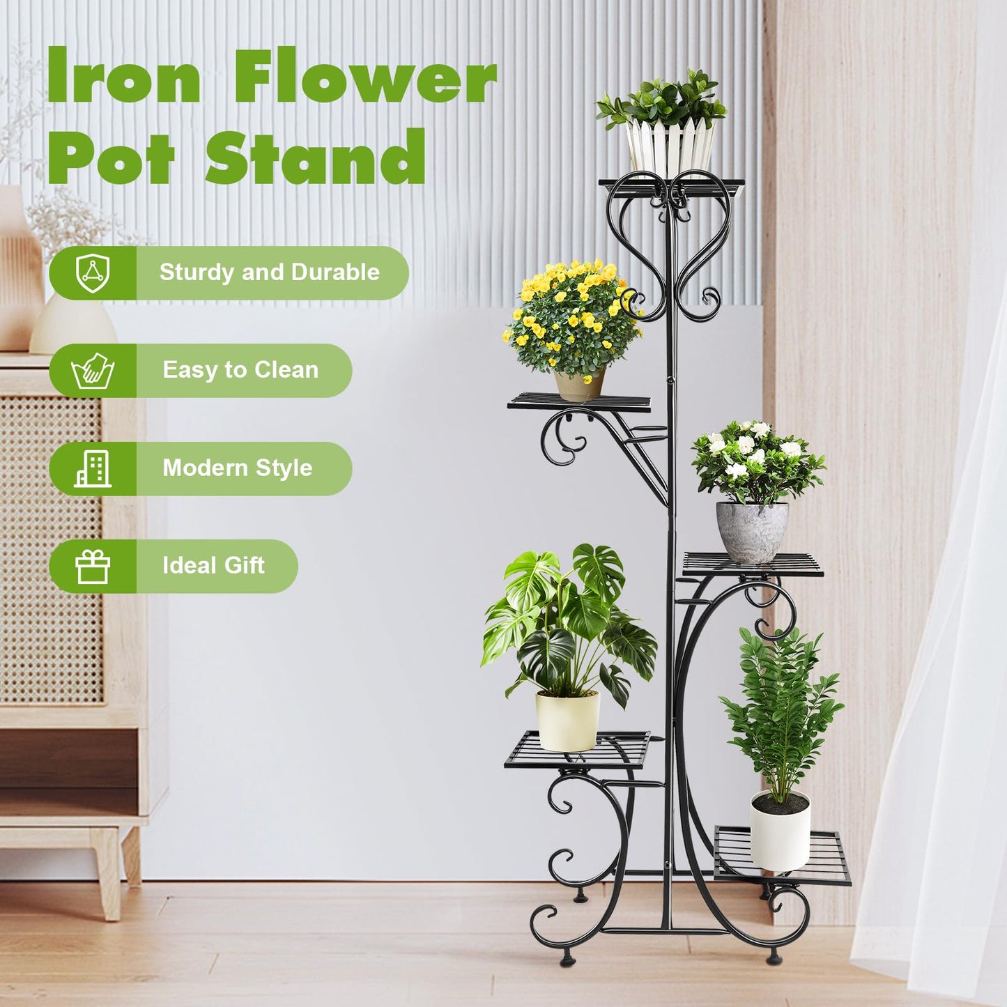 XUANIIIL Metal Plant Stand 5 Tier Outdoor Indoor Display Storage Holder Heavy Duty Corner Plant Shelf Planter Display Rack for Home & Garden