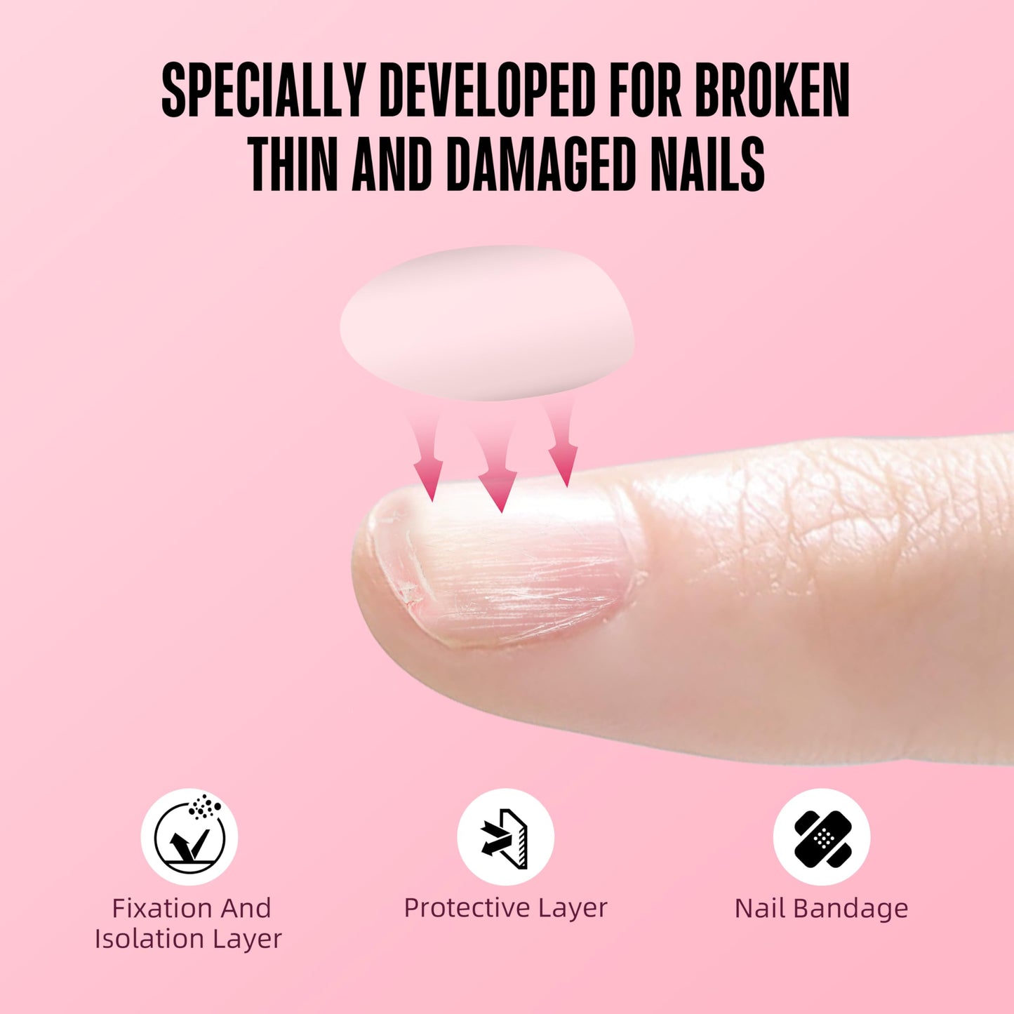 NOVO OVO Pre-cut Nail Shaped Repair Sheets Various Sizes with Slim File, Fixation & isolation layer, Bandage for Broken Nail-Surface, Recovery Protective layer for Acrylic, Easy to use 42 units