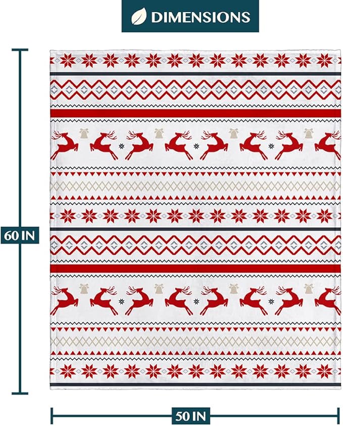 PAVILIA Christmas Throw Blanket | Holiday Christmas Reindeer Snowflakes Fleece Blanket | Soft, Plush, Warm Winter Cabin Throw, 50x60 (White Reindeer)